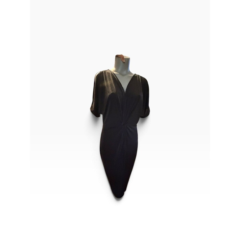 Jennifer Lopez black split sleeve v neck short sleeve dress large
